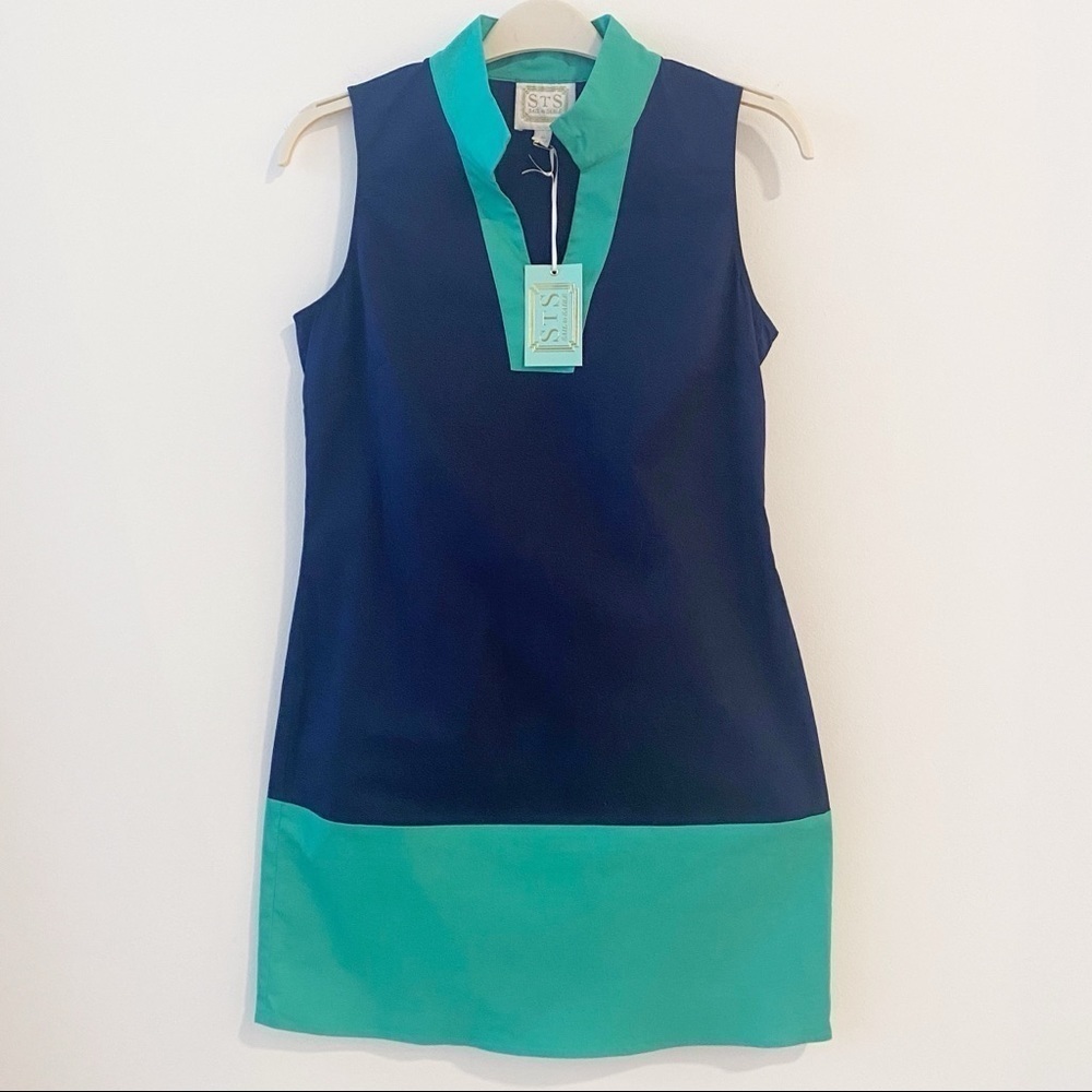 NWT Sail‎ to Sable Navy Teal Shift Tunic Dress Medium Blue New Preppy Shift M